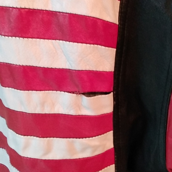Vintage 80s USA Flag Leather Jacket - Picture 7 of 8